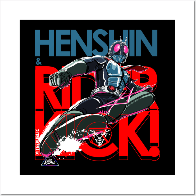 Hen-Shin & Rider Kick Color Wall Art by Hamimohsin